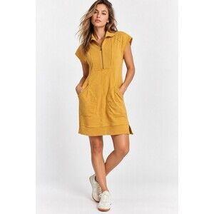 Daily Practice Anthropologie Meru Zip Front Mini Dress XXS Mustard Athleisure